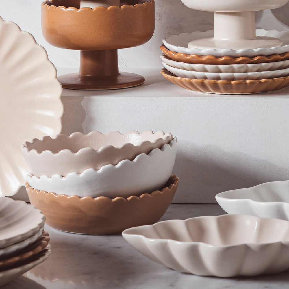 Wave ceramic breakfast bowl set of 4