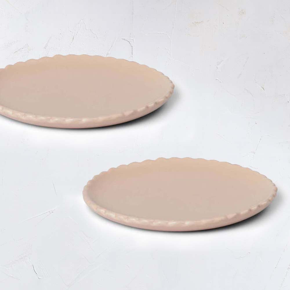 Wave Ceramic plate set of 2  blush