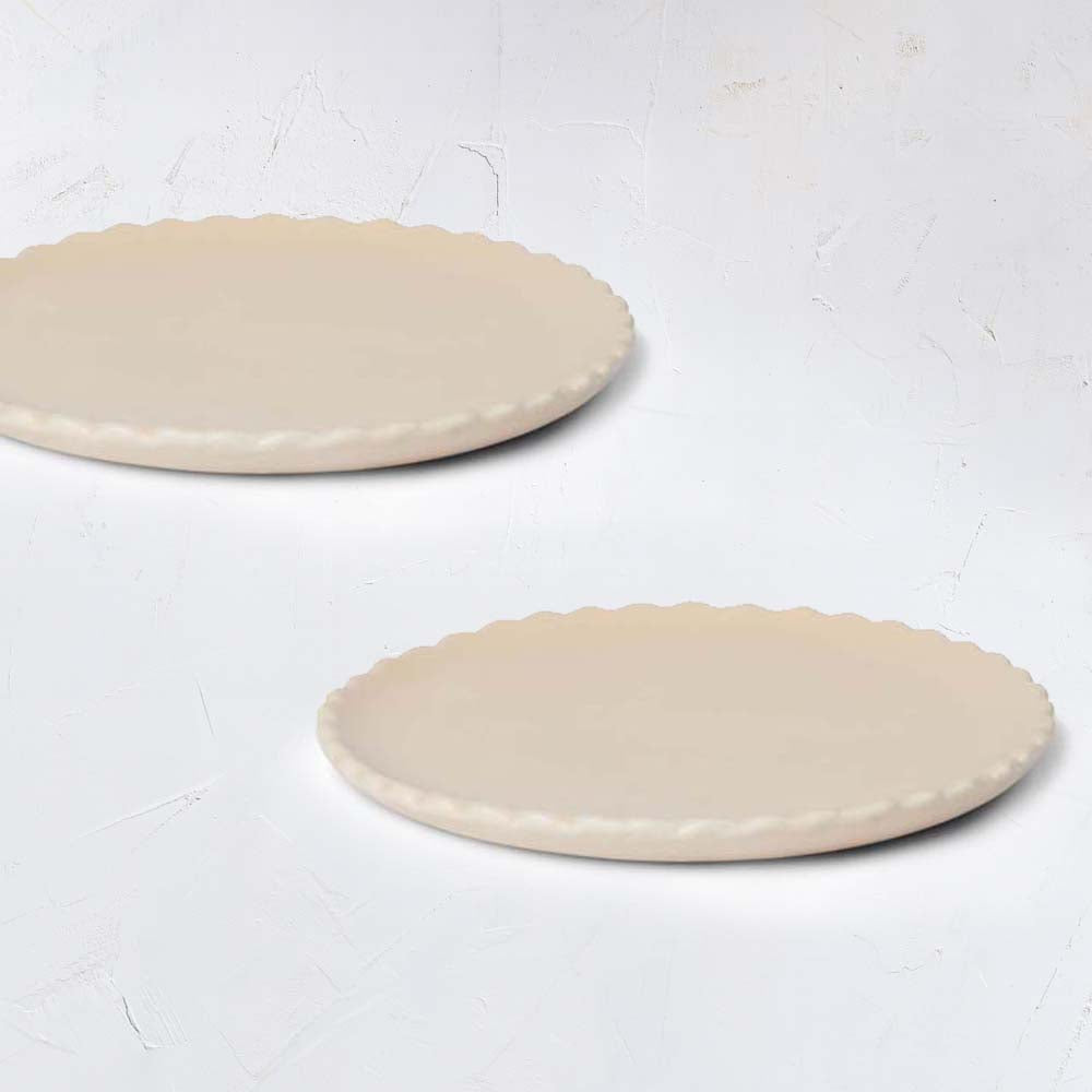 Wave Ceramic plate set of 2 Latte