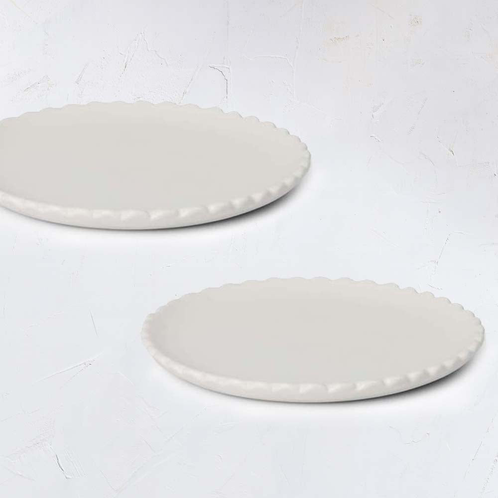 Wave Ceramic plate set of 2 Snow