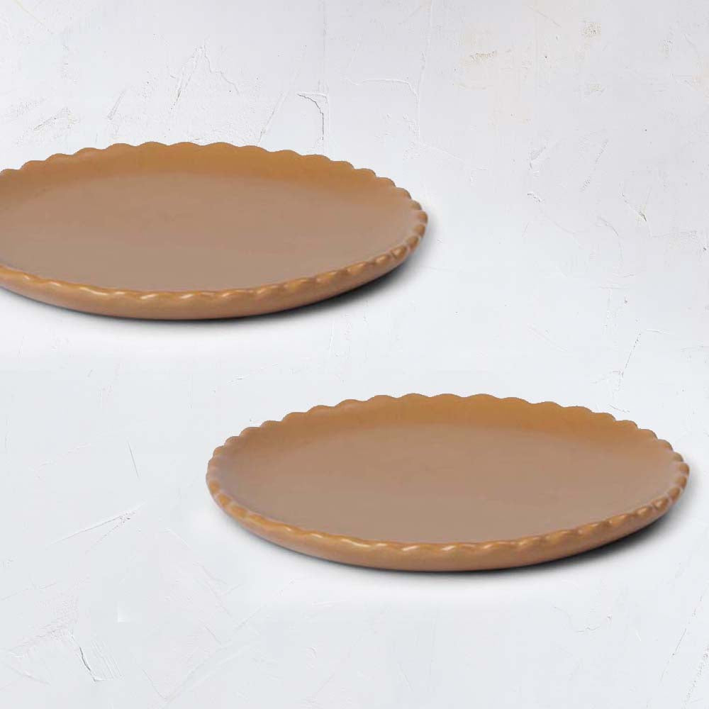 Wave Ceramic plate set of 2 Terracotta